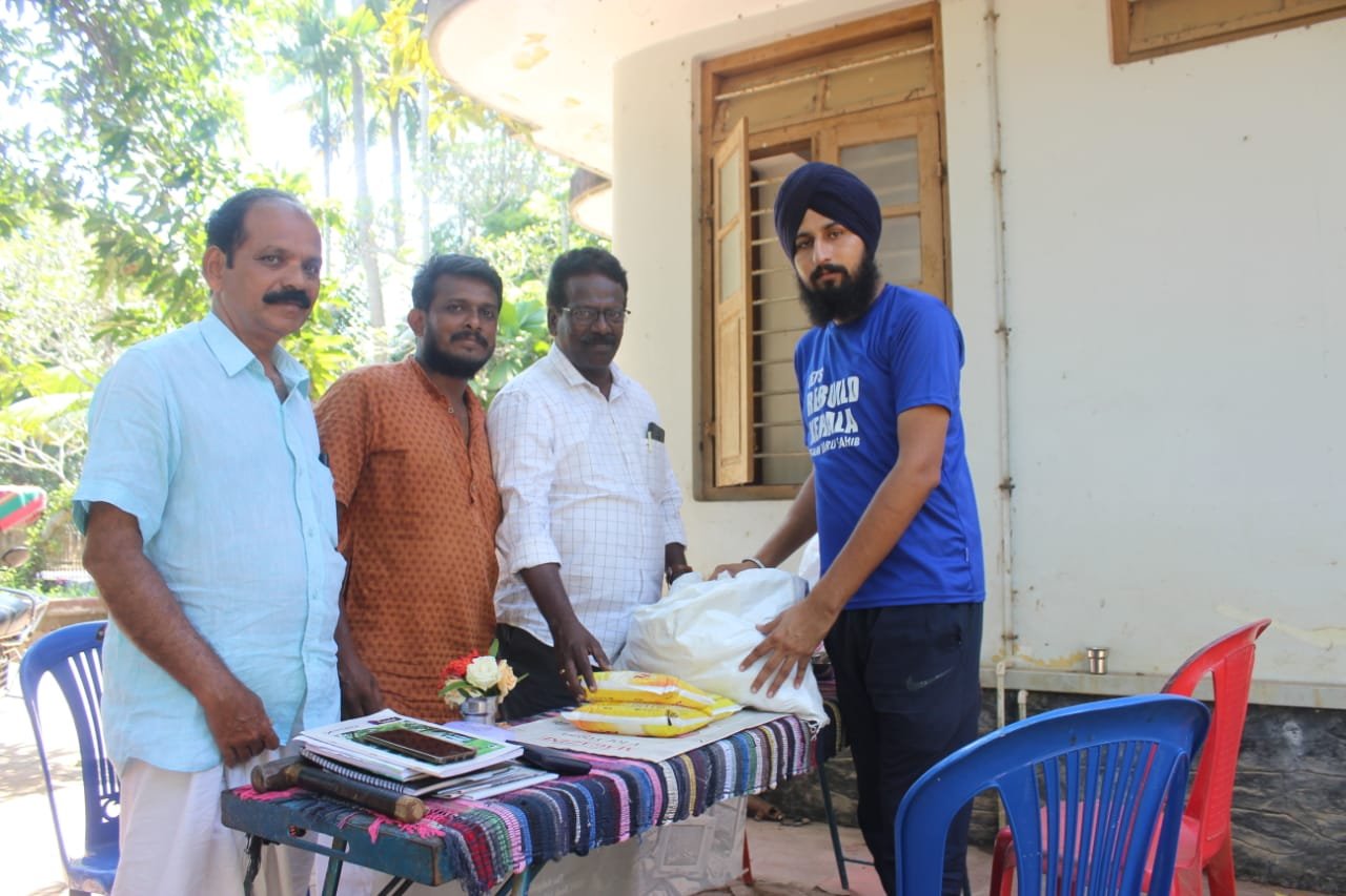 Local man gave refind oil and potatoes for langar.